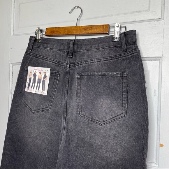 Simply Society Super High Rise Straight Black Gray Gem Polka Dot Jeans - Picture 6 of 12